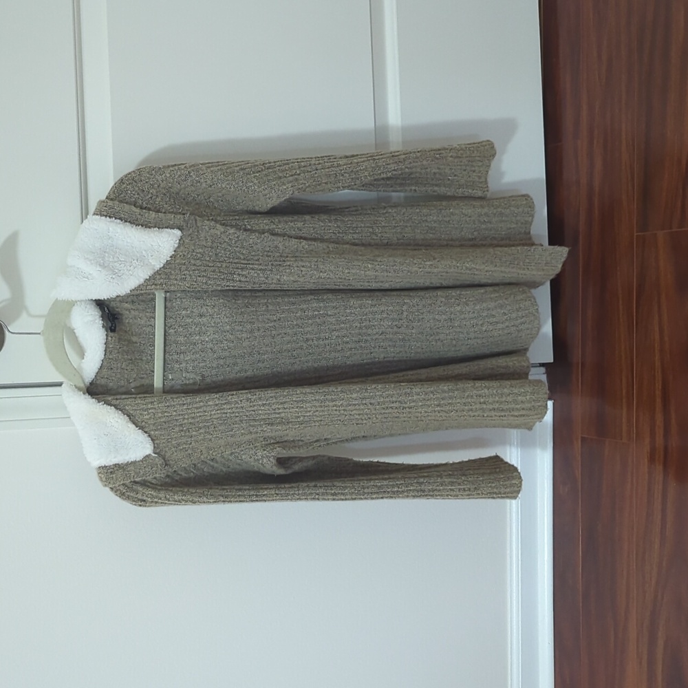 Cardigan with furry hood